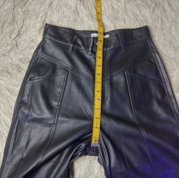 Zara Black Faux Leather 80's Corsy Pants Size 2 - Picture 15 of 16